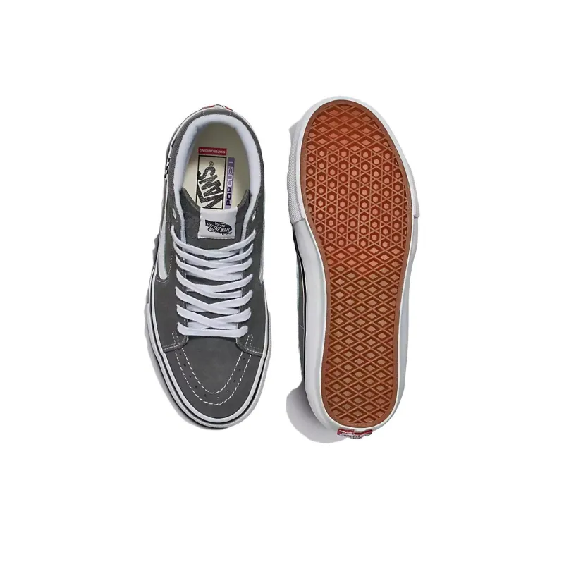 Vans SK8 HI Anti Slip Wear Resistant Mid Top Skateboard Shoes Unisex Gray-3