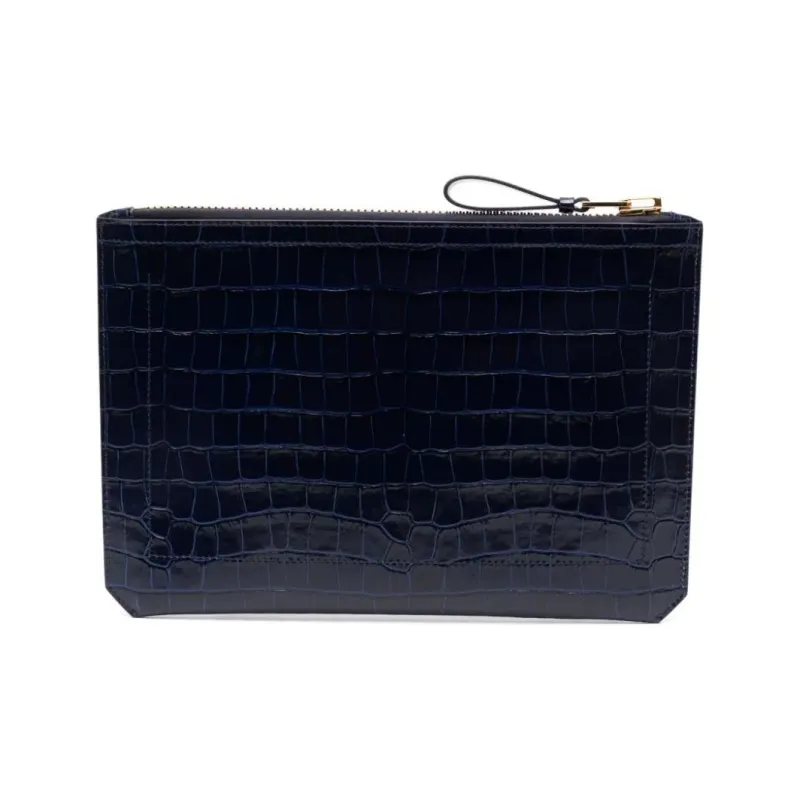 TOM FORD Buckley Leather Clutch Small Size Men's Royal Blue-0