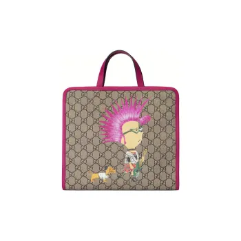 GUCCI Canvas With Leather Totes Handbags Kids' Ebony/Fuchsia