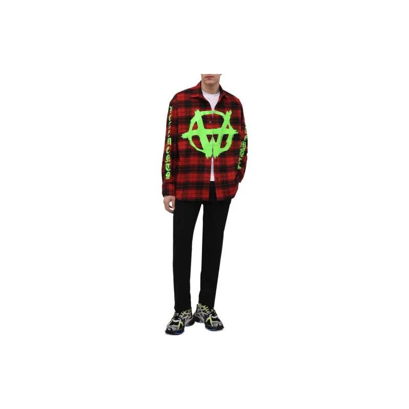 Vetements Plaid-Printed Flannel Long-Sleeved Shirt-1