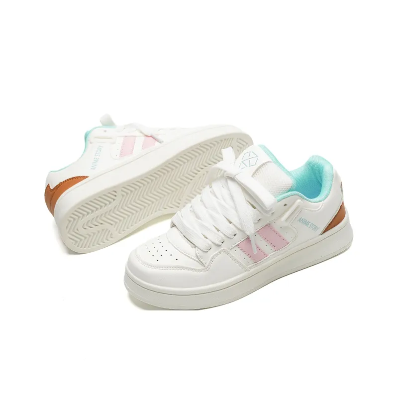 OAOQ Gift Box Set Low Top Skateboard Shoes Unisex White Pink Moon-6