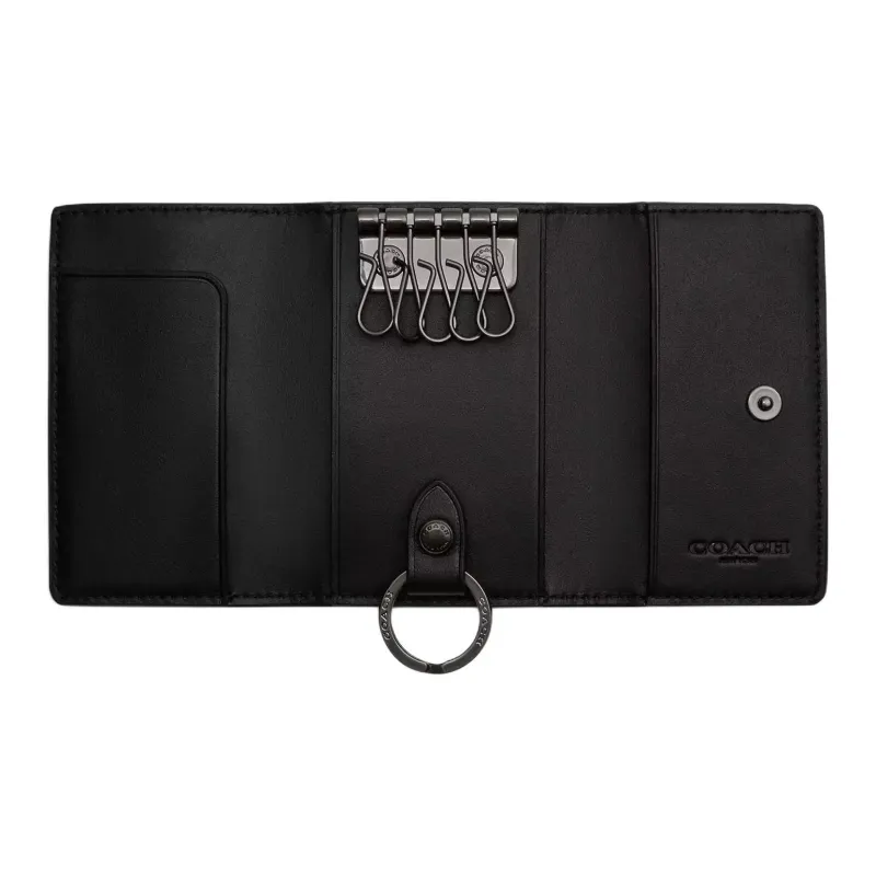 COACH Smooth Calf Leather Wallet Mini Men's Black-1