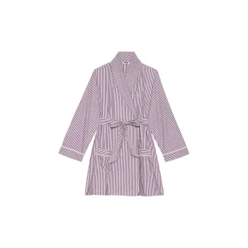 Victoria's Secret PINK Cotton Poplin Short Robe / WR S P W/ D G Sleep Robe Women's Wild Rose Stripes