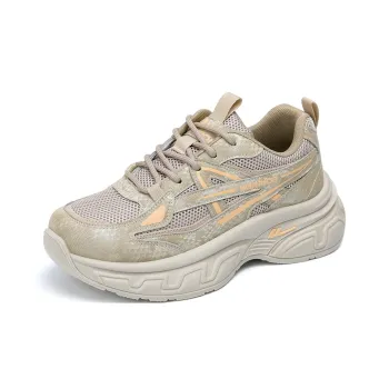 Warrior Wear resistant Lightweight Breathable And Non slip. Low Top Chunky Sneakers Women's Champagne