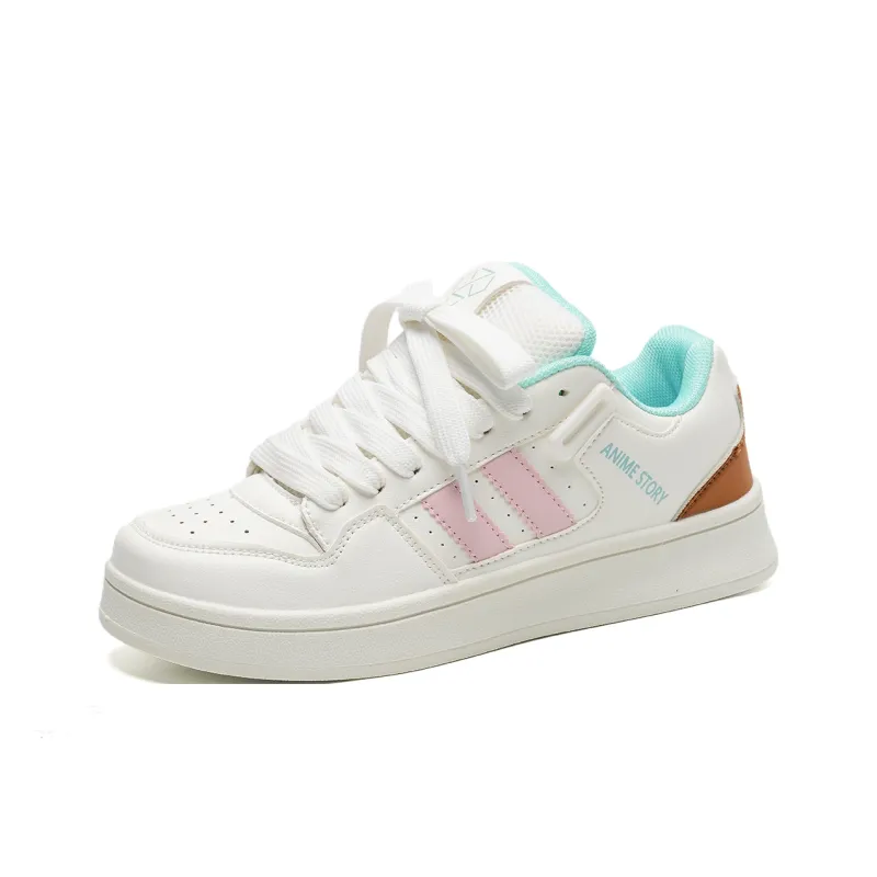 OAOQ Gift Box Set Low Top Skateboard Shoes Unisex White Pink Moon-2