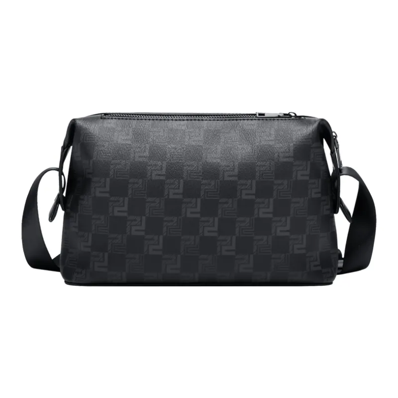 POLO PVC With Synthetic Leather Shoulder Bag Medium Size Men's Black-3