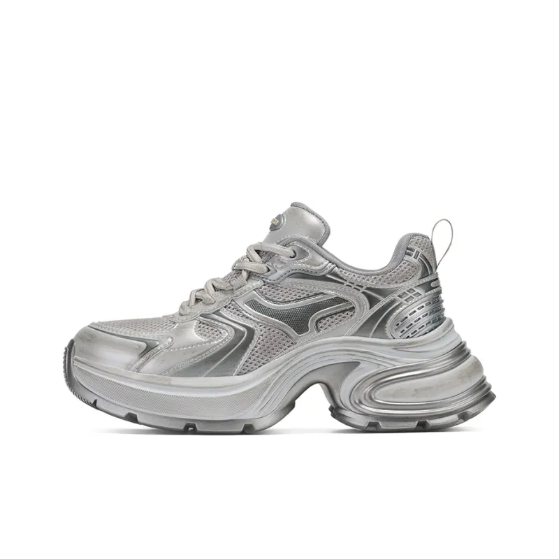 GG CC Chunky Sneakers Women's Low Top Silver/Black-0