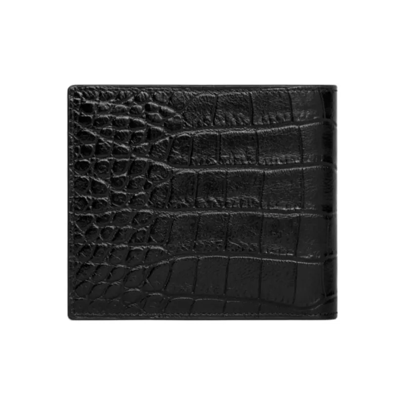 CELINE Crocodile Embossed Calfskin Wallet Men's Black-3