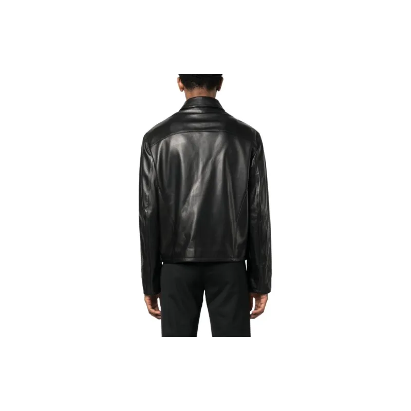 VERSACE Zip-Up Leather Jacket-3