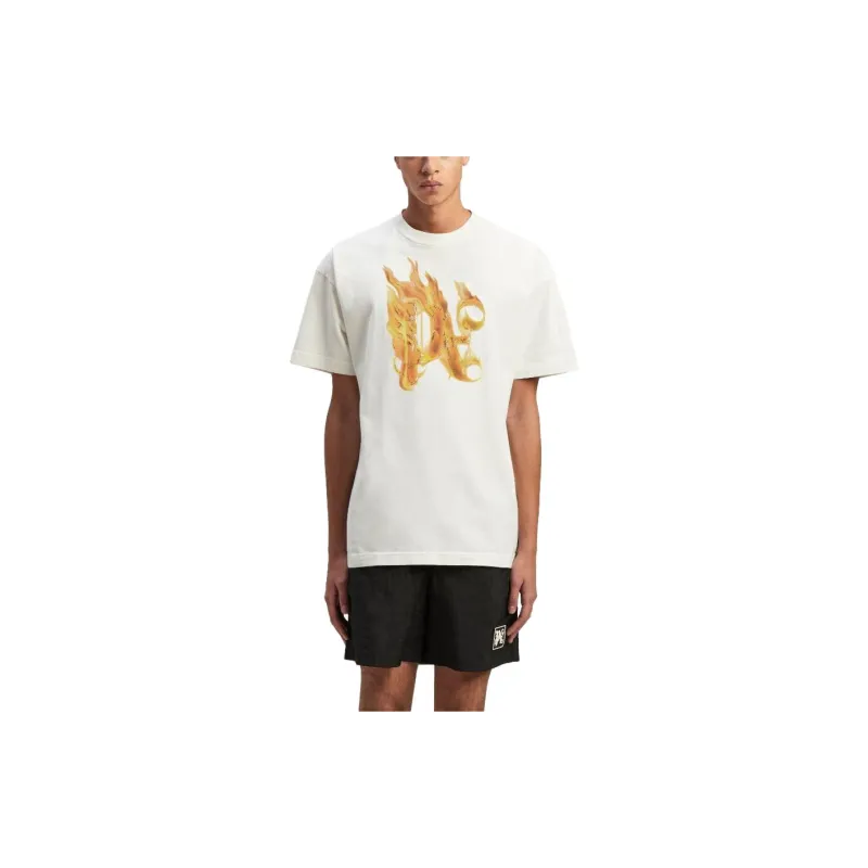 PALM ANGELS Burning Monogram Print T Shirt-3