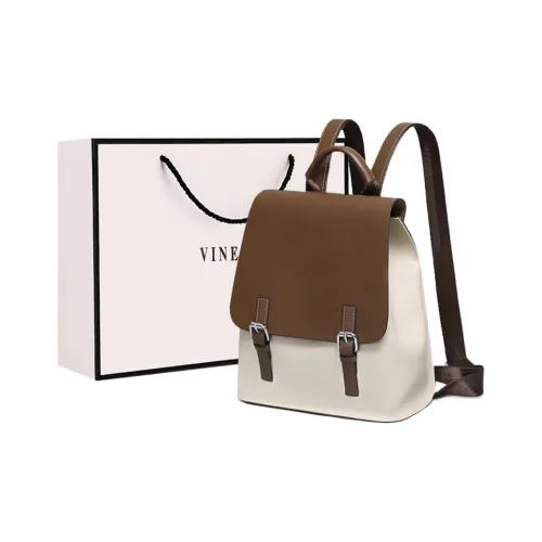 VINEY Backpacks White With Coffee