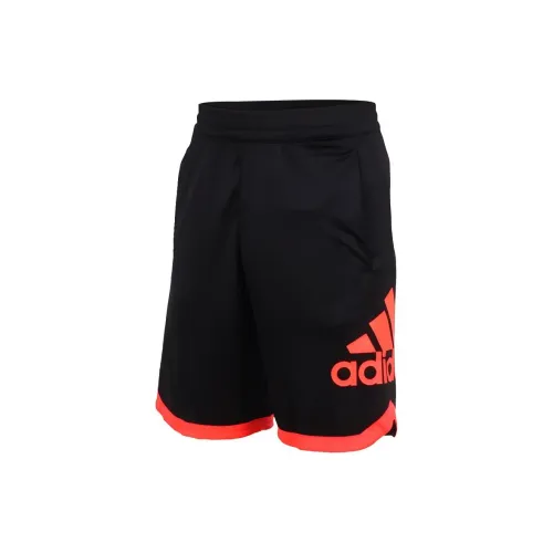 Adidas Casual Shorts Men Black Neon Orange