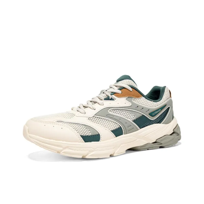 361° Anti Slip Wear Resistant Low Top Casual Shoes Men's Beige Green-2