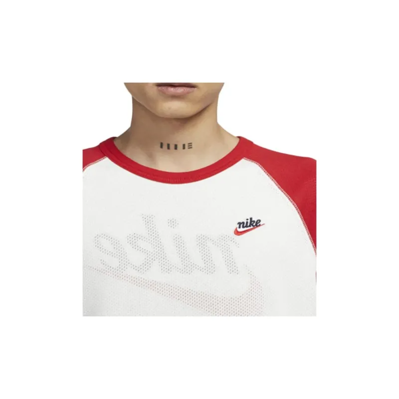 Nike T Shirts Men Sail White/Colored Oat/University Red-5