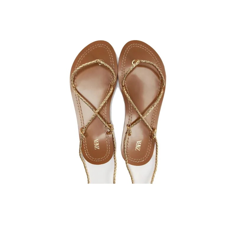 ZARA Roman Sandals Women's Gold-3
