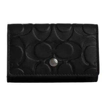 COACH Smooth Calf Leather Wallet Mini Men's Black