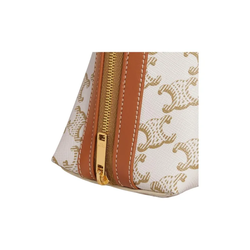 CELINE Women's Makeup Bag TRIOMPHE CANVAS AND CALFSKIN-3