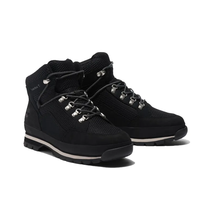 Timberland Euro Hiker Anti Slip Wear Resistant Mid Top Trekking Shoes Women's Black-2