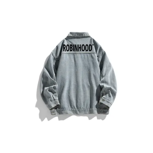 ROBINHOOD Denim Jackets Unisex White And Blue