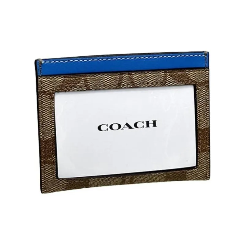 COACH Card Case Canvas With Leather Card Holder Card Holder Women's Brown & Blue-3