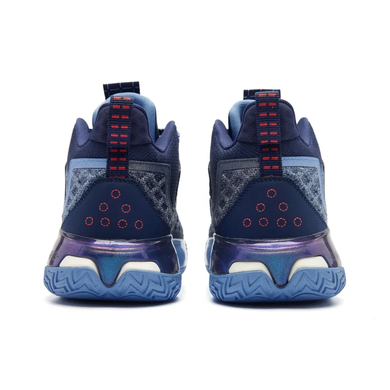 QIAODAN Battle Of The 7th Basketball Shoes Men Mid Top Rhythmic Blue Serene Blue-4