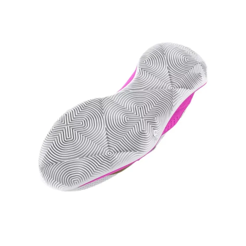 Under Armour Cushioning, Wear Resistant Low Top Basketball Shoes Unisex White Pink-3