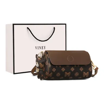VINEY Synthetic Leather Crossbody One Shoulder Pillow Bag Small Size Women's Coffee