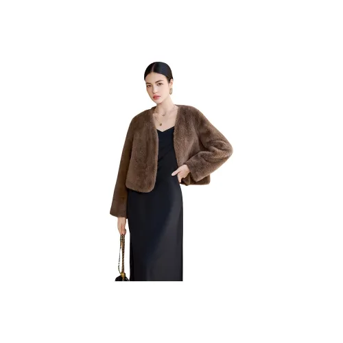 TOUCH Cropped Coats Women's Dark Coffee