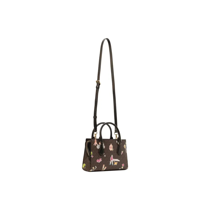 MICHAEL KORS Coated Canvas Tote Bag Shopping Bag Crossbody One Shoulder Handbags Small Size Women's Brown-1