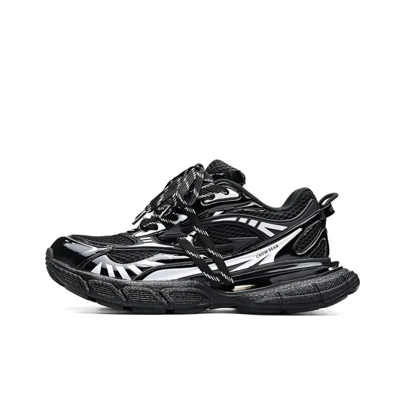 Crow Bear Chunky Sneakers Unisex Low Top Black-0