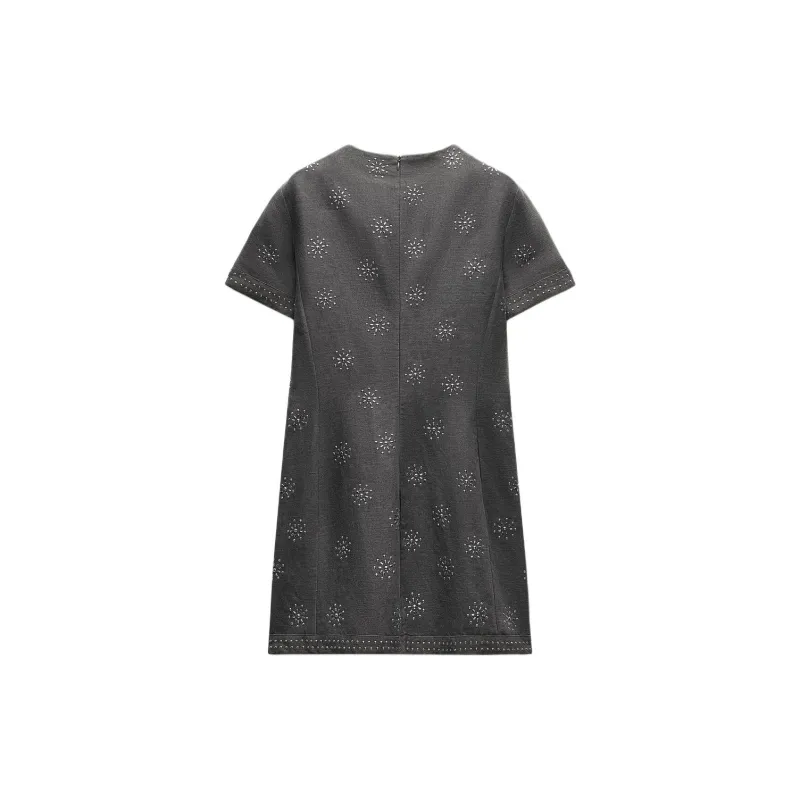 ZARA ZW Series Short Sleeved Dress Women's Gray-1