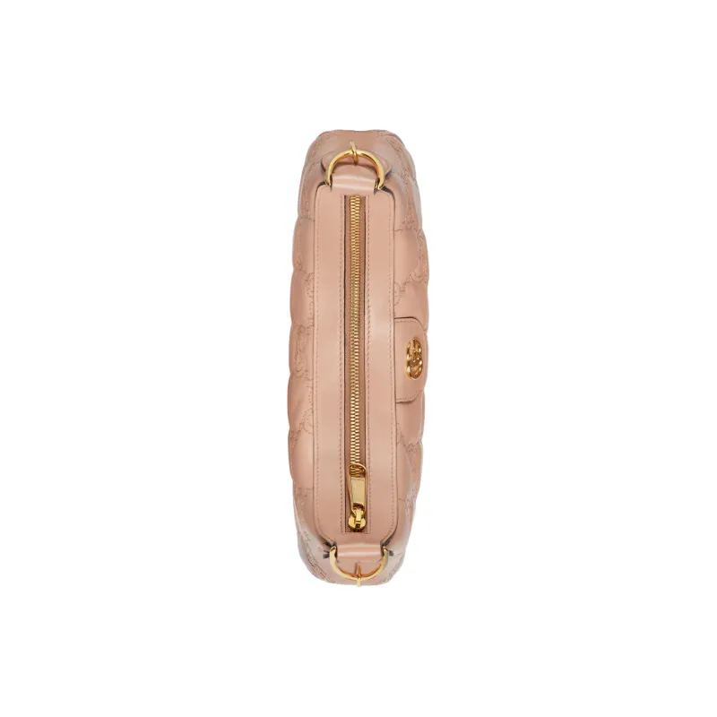 GUCCI GG Matelassé Leather Handbag, Shoulder Bag Trumpets Women's Pink & Beige-6