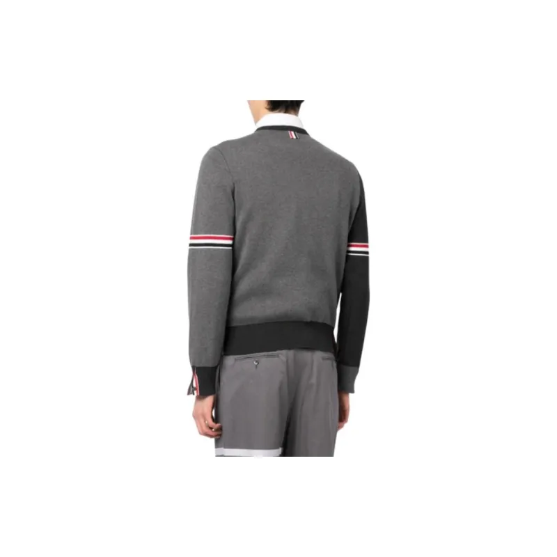 THOM BROWNE Color Block Crewneck Sweater-3