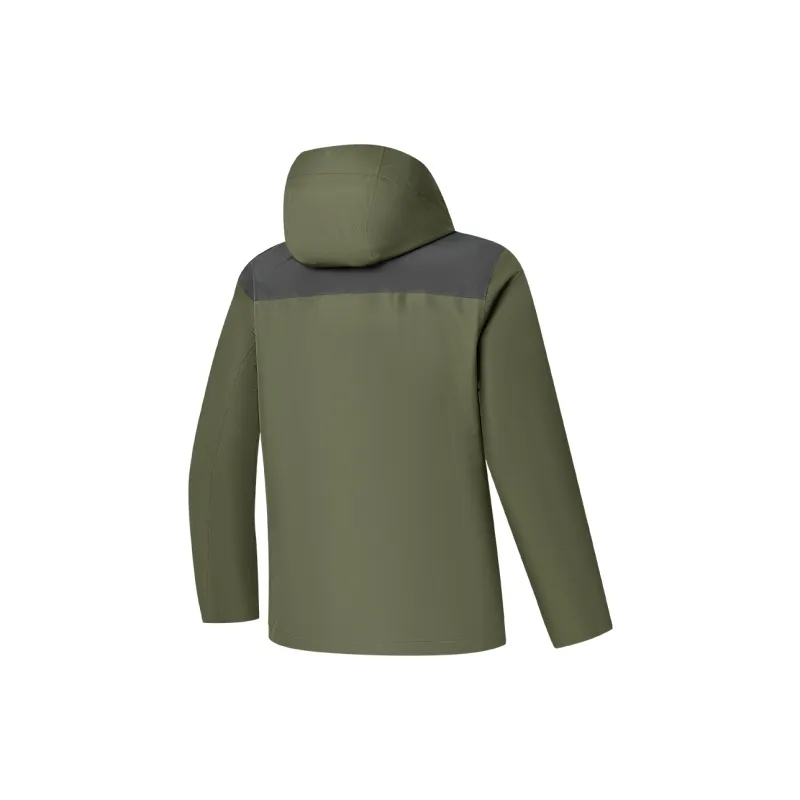QIAODAN Mountain God Series Windbreaker Jackets Men Khaki Green/Dust Shadow Gray-2
