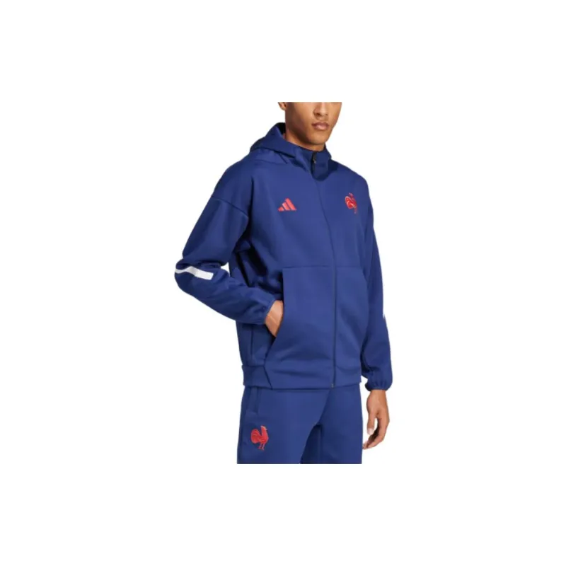 Adidas RUGBYZ.N.E. FW24 Full-Zip Hooded Track Top Jackets Coats Men's Dark Blue-3