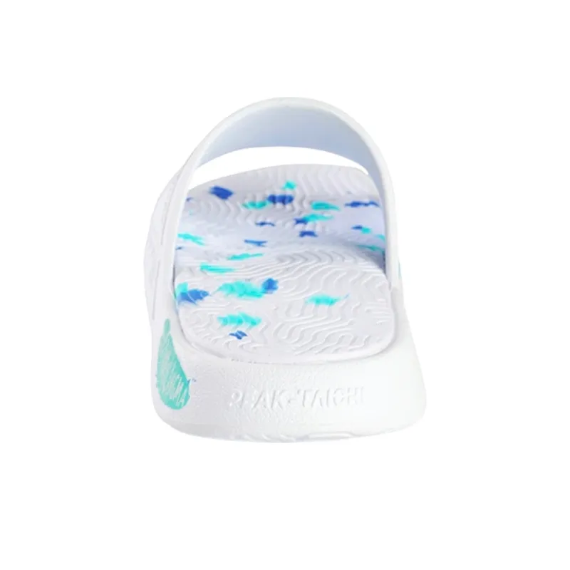 PEAK Tai Ji1.0 EVA Totem Graffiti Slip-Resistant Abrasion-Resistant Slide Slippers Unisex Ivory Blue-2