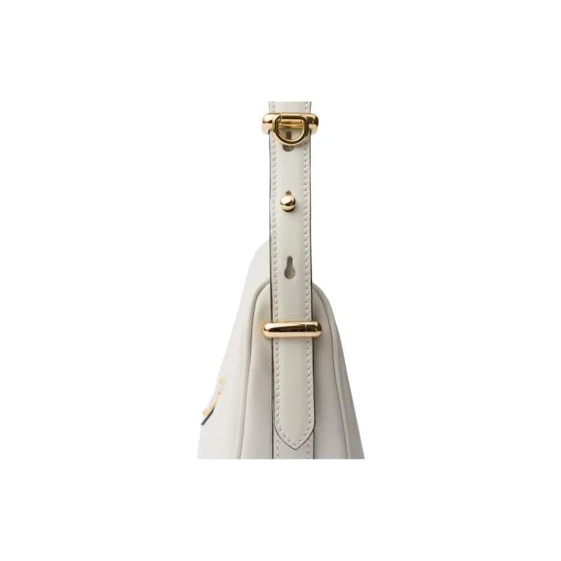 PRADA Leather Crescent Bag Shoulder Bag Shoulder Bag, Handbag Women's White-4
