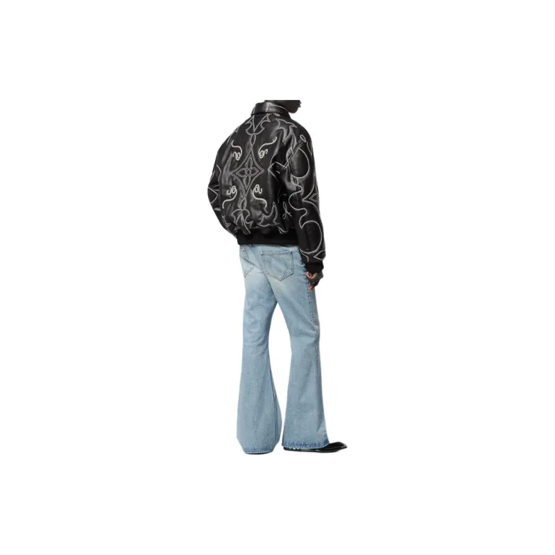 LOUIS VUITTON Embroidered Leather Bomber Jacket-2