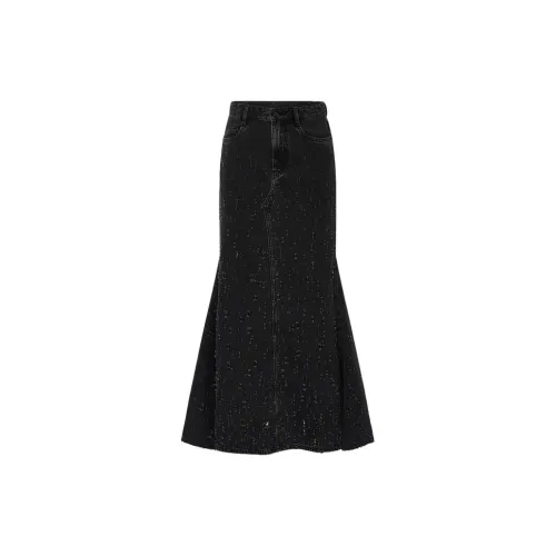 MO&CO Denim Long Skirts Women's Denim Black