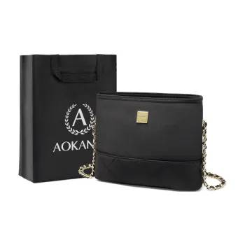 AOKANG Synthetic Leather, Textile Mosaic Crossbody Bag, Shoulder Bag Regular Women's Classic Black/Beige Apricot
