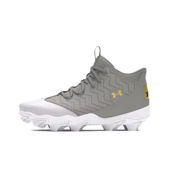 Under Armour Anti Slip Wear Resistant Mid Top Baseball Shoes Men's Gray Gold