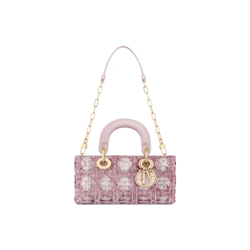 DIOR Lady Dior Cotton Shoulder Bag Crossbody Bag Handbag Small Size Women's Pink-1