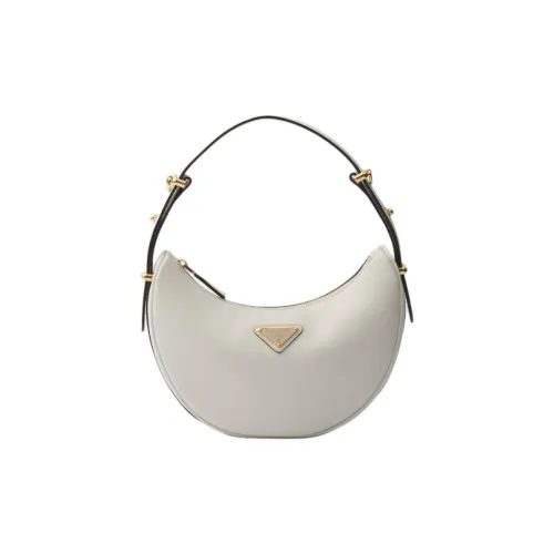 PRADA Leather Crescent Bag Shoulder Bag Shoulder Bag, Handbag Women's White