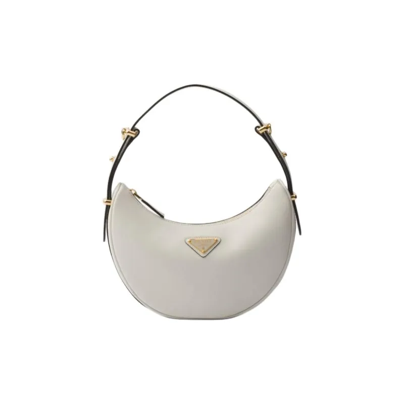 PRADA Leather Crescent Bag Shoulder Bag Shoulder Bag, Handbag Women's White-0