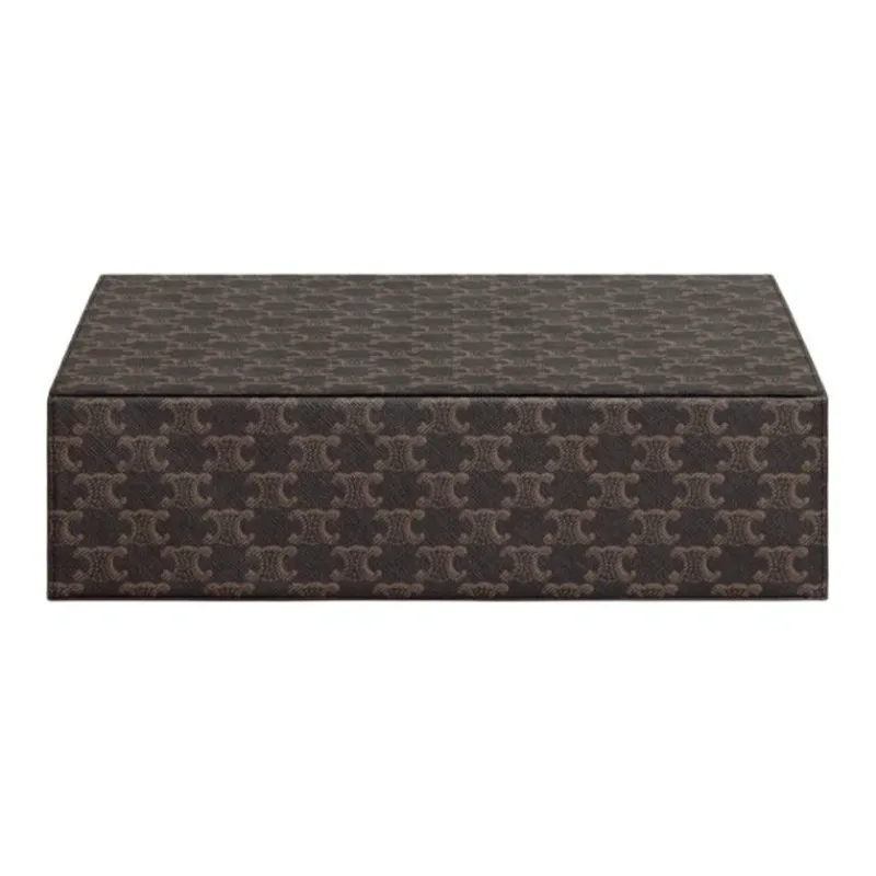 CELINE Triomphe Canvas With Leather Trim Pencil Case, Jewelry Box, Storage Box, Storage Bag Women's Tan-1