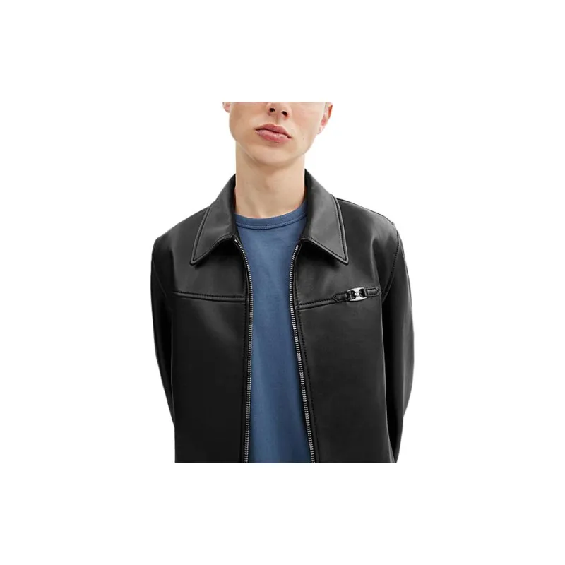 COACH FW24 Leather Jacket Men's Black-3