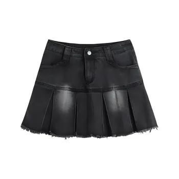 LALABOBO Denim Short Skirts Women's Black Denim