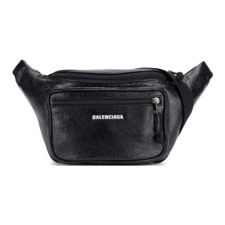 Balenciaga Leather Fanny Pack Men's Black-1