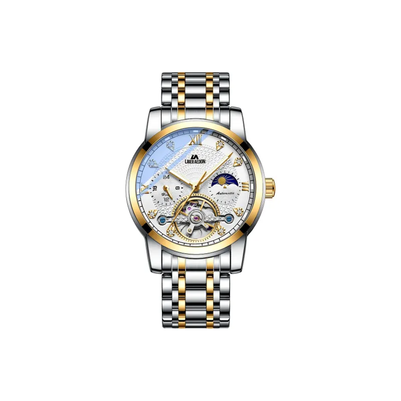 LIBER AEDON Mechanical Movement Stainless Steel Strap Silver Dial Men's Watches-17