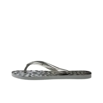 Havaianas Slim Animals Rubber Sole Abrasion-Resistant Flip Flops Women's Gray Black